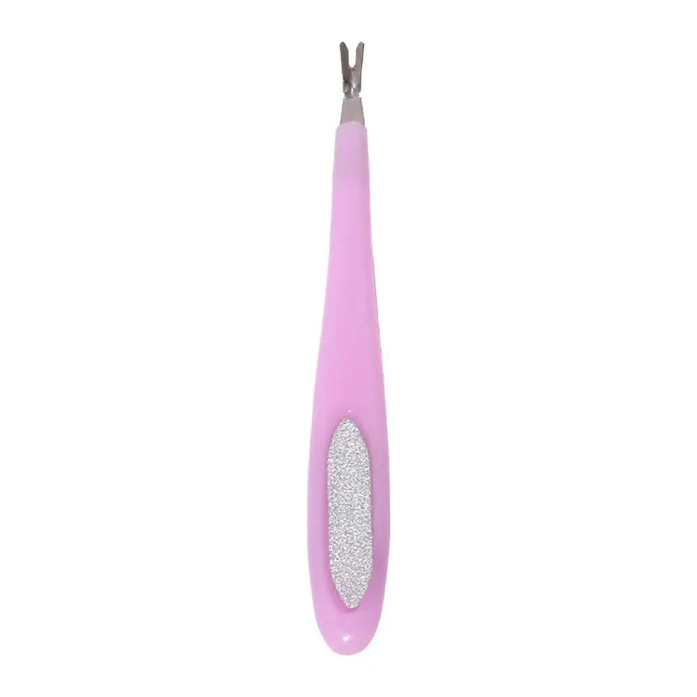1PCS Pink V-Shaped Nail Cuticle Pusher Stainless Steel Dead Skin Fork Remover Trimmer Manicure Pedicure Care Tool