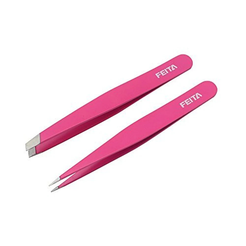 FEITA Professional Eyebrow Tweezers Beauty Fine Hairs Puller Stainless Steel Slanted Brow Clips Removal Makeup Tools for Woman