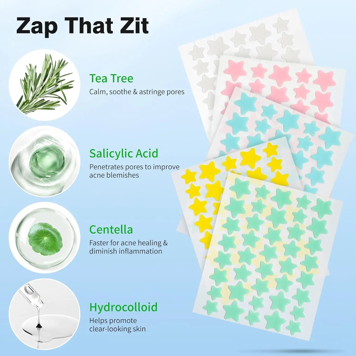 720Pcs Colorful Cute Star Heart Shaped Acne Treatment Sticker Invisible Acne Cover Pimple Patch Skin Care