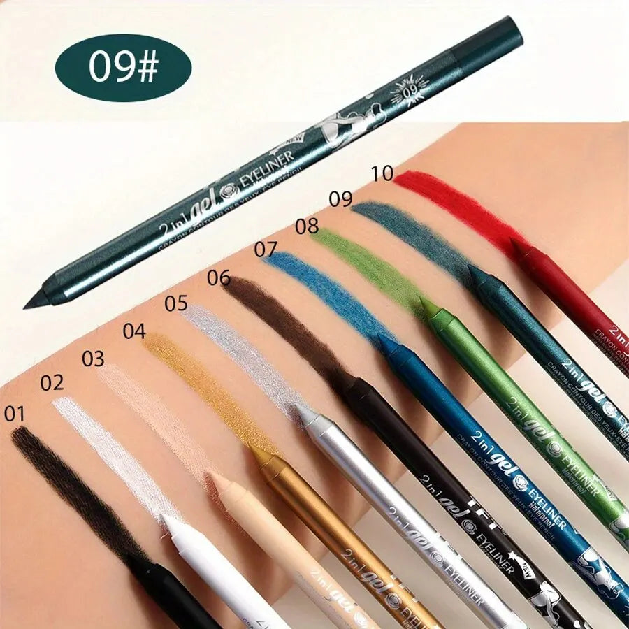 10 Colors Waterproof Eyeliner Pen Long-Lasting Concealer And Lip Liner Gel Pen, Sweatproof And Smudge Proof