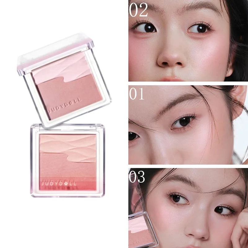 Judydoll Gradient Blush Matte Powder Wave Light Shimmer Rouge Longlasting Natural Brightening Cheek Tint Contour Makeup 5g