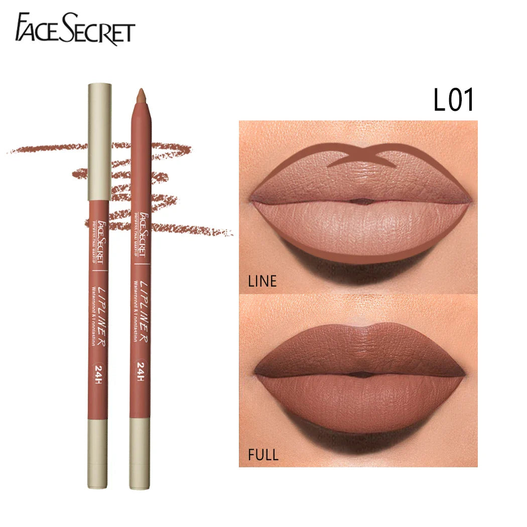 Face Secret 12-Color Lipliner – Waterproof, Long-Lasting Velvet Matte Multi-Color Correcting Lip Pencil, Lip Plumping Cosmetics