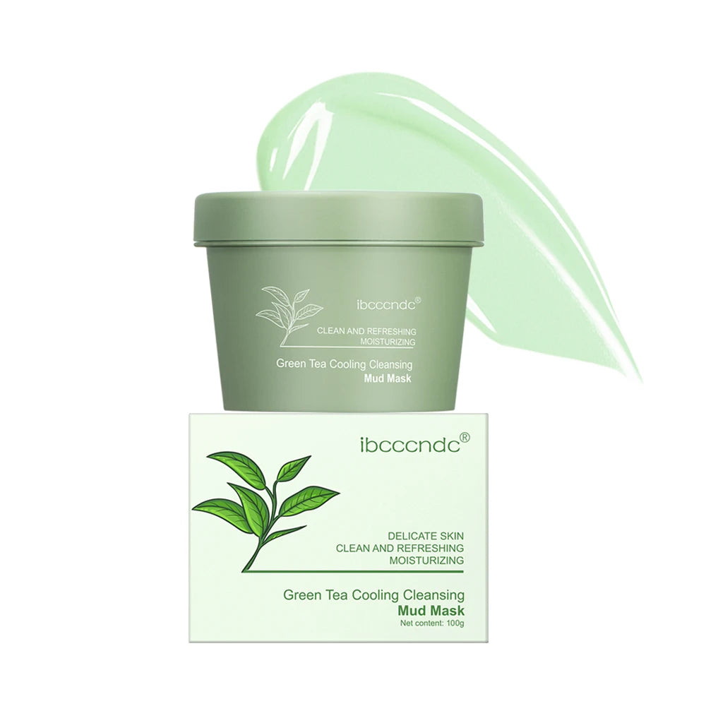 Green Tea Mud Mask Natural Skincare Deeply Cleansing Pore Nourishing Clay Face Mask Face Skin Care Cleaner 100g