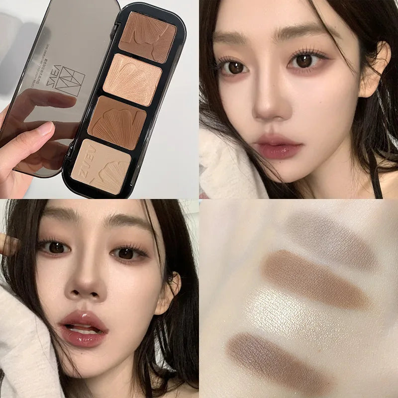 4 Color Contouring Highlighter Shading Palette Natural Nose Shadow Aegyosal Face Three-dimensional Matte Brighten Bronzer Makeup