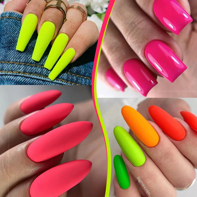 LILYCUTE Fluorescent Nail Gel Polish Orange Red Neon Bright Color Summer Series Soak Off For Manicure Nail Art UV Gel Varnish