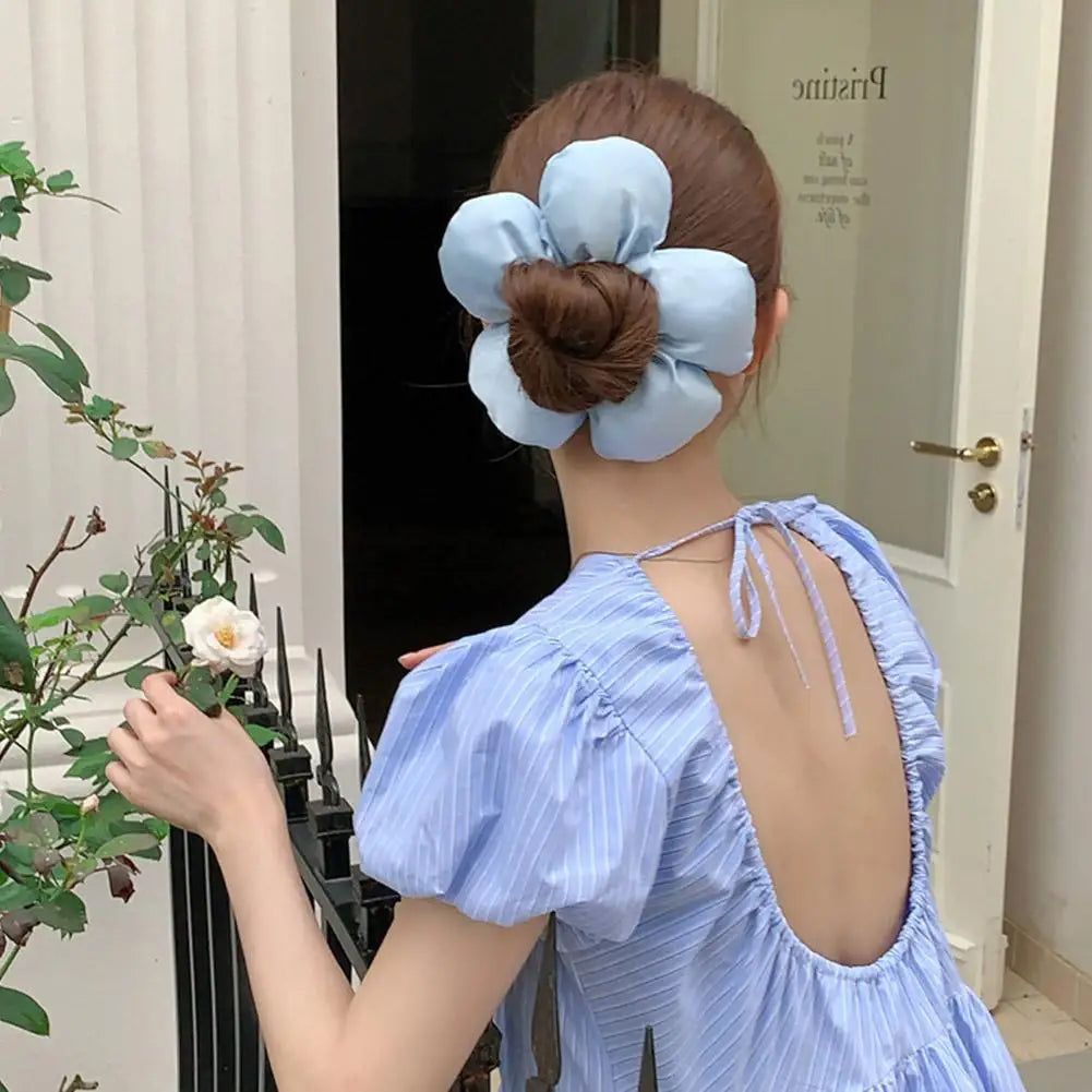 Korean Creative Exaggerated Flower Scrunchie Headdress Women Girl Trendy Design Elastic Hair Band Vacation Hair Accessories