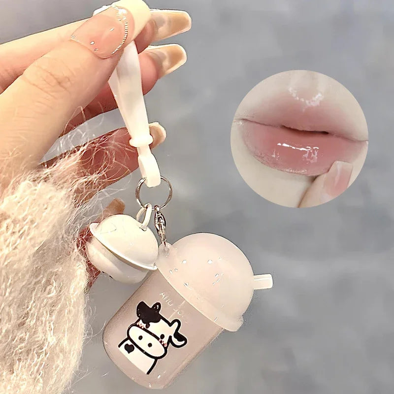Cute Keychain Lip Balm Moisturizing Lip Gloss Hydrating Reduce Liplines Sleeping Mask Clear Jelly Water Light Lip Oil Lips Care