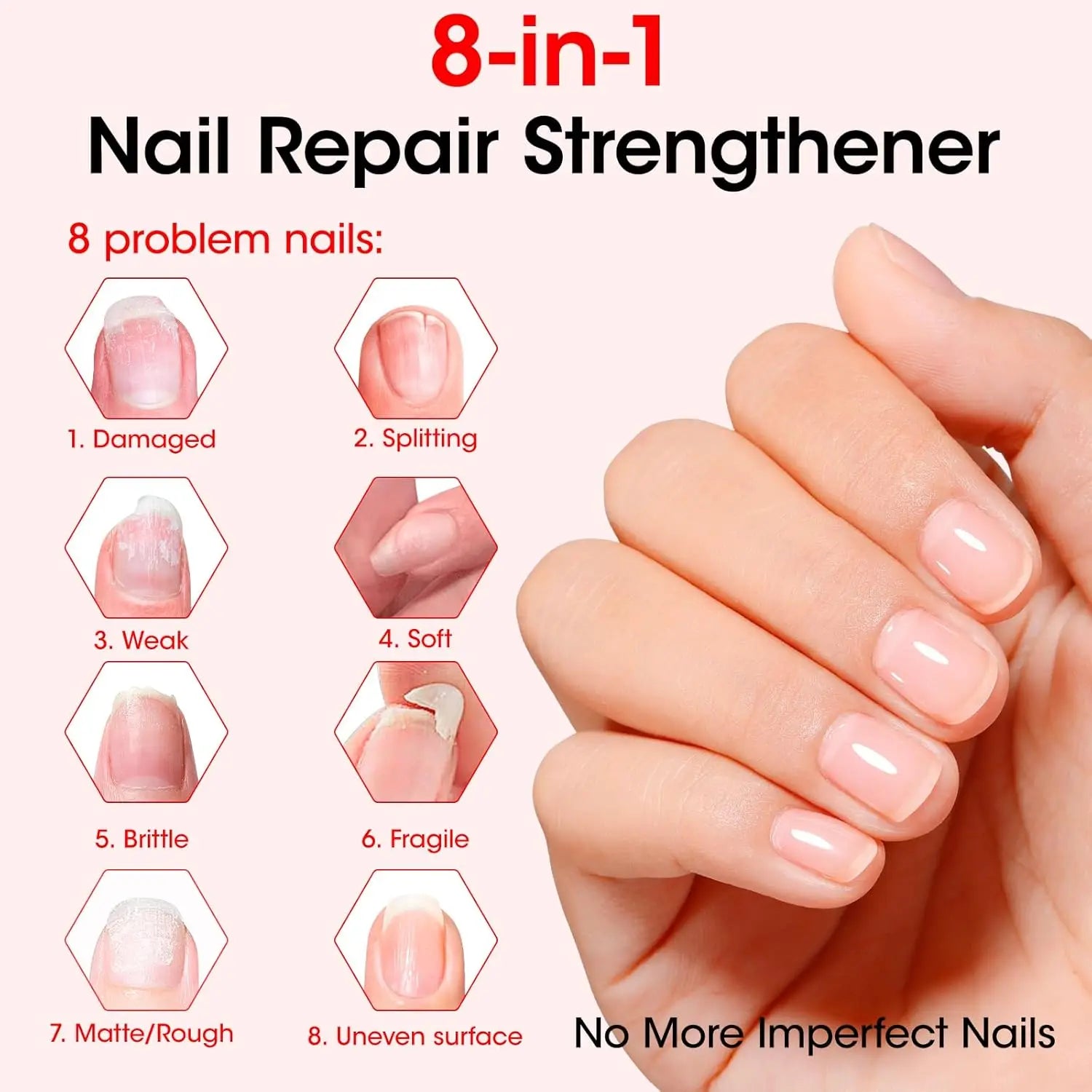 GELLEN 8 in 1 Nail Strengthener Hardener Serum 15ml Repair Weak Brittle Nails Fast Air Dry Cherry Blossom Scent Women Manicure