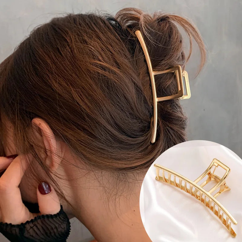 Metal Hair Clip Fashion Barrettes Korean Geometric Black Bow knot Hair Claw for Women Thick Thin Accessories Bath Crab Clamp