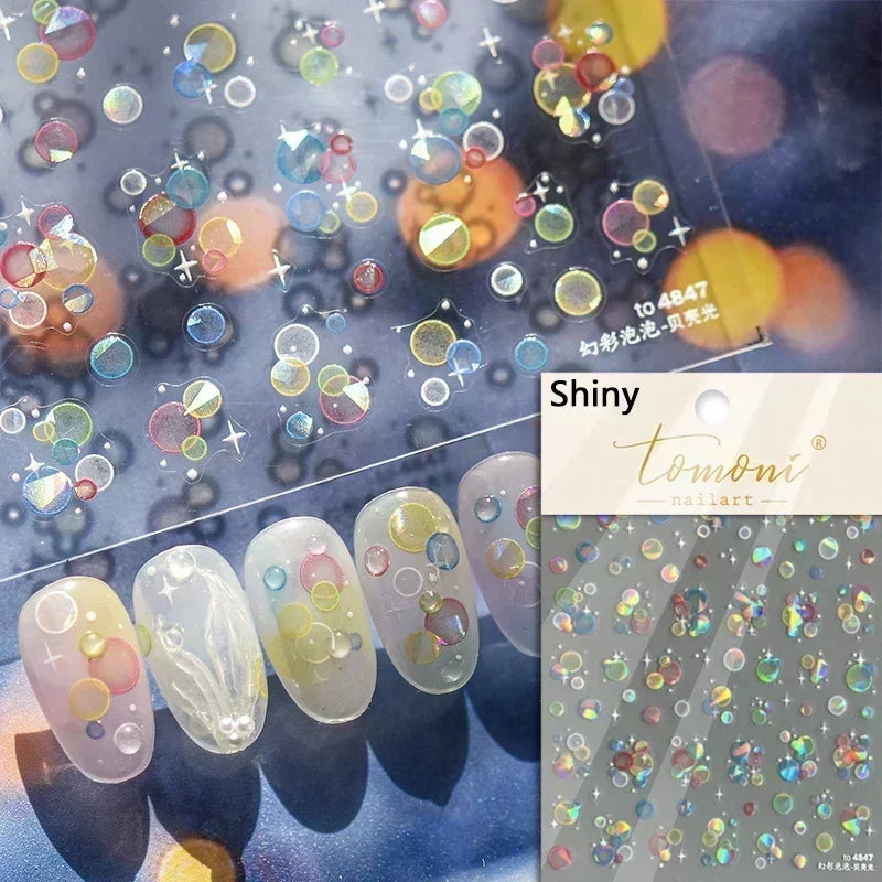 Sea Wave Jellyfish Starfish Conch Shell Dolphin Pearl Summer Beach Goldfish Water Bubble Mermaid Koi INS Nail Art Stickers Decal