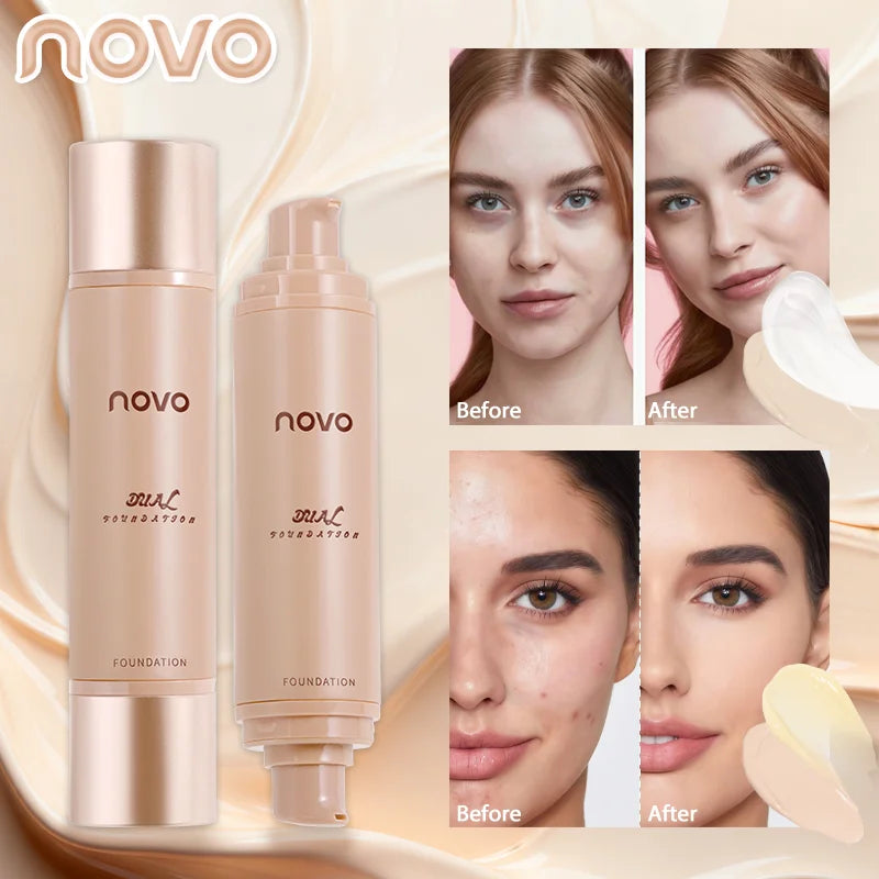 2-In-1double Liquid Foundation & Primer, Waterproof & Sweatproof, Long-Lasting Non-Transfer,Moisturizing & Isolating, Hide Pores