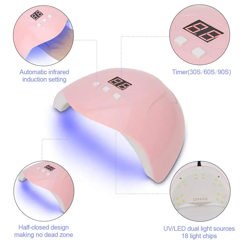 LINMANDA Professional Nail Lamp with 3 Timer Presets Auto Sensor Gel Polish Nail Dryer Curing Lamps for Manicure Home and Salon