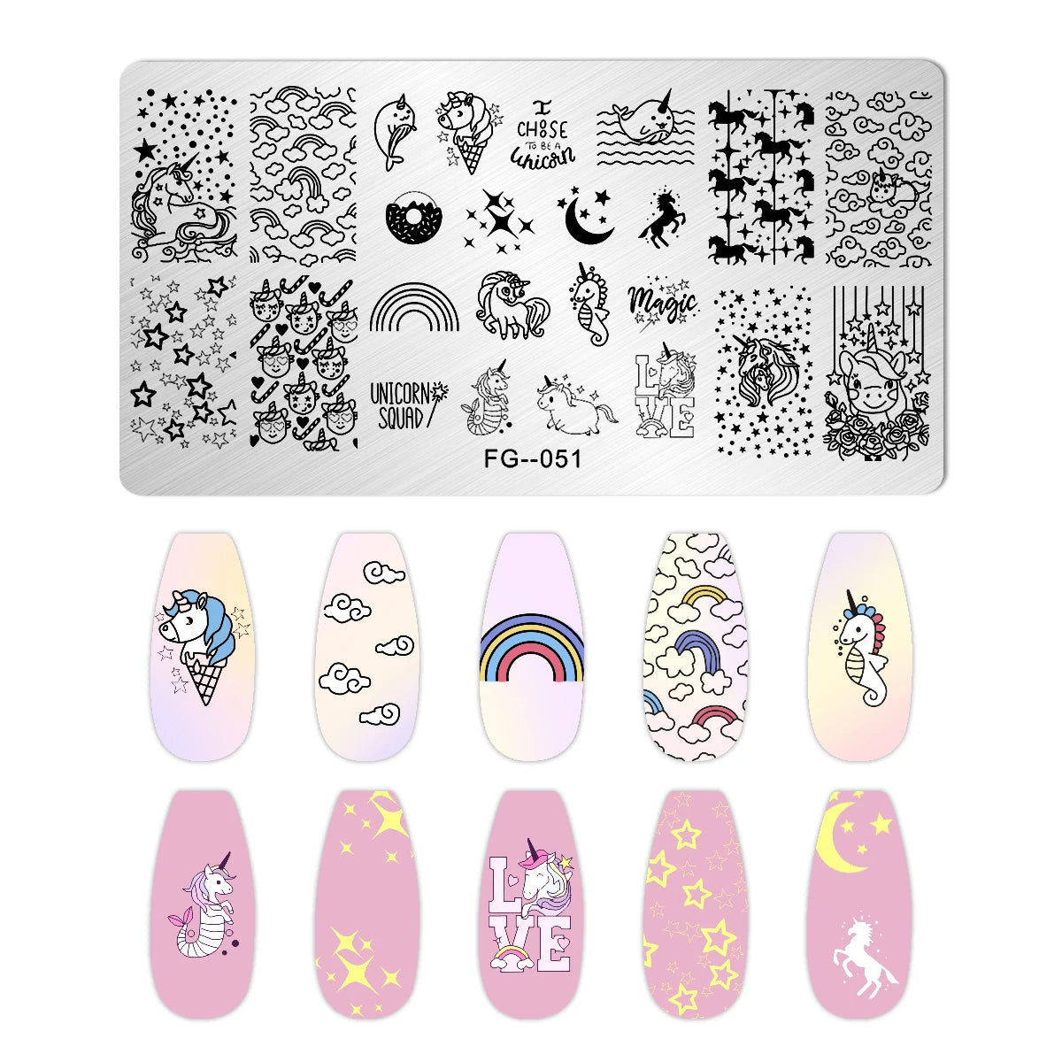 Cartoon Bear Nail Stamping Plates Fruit ice cream cake Floral Flower Leaf  Printing Stencil Nail Stamp Templates Nail Art Tools