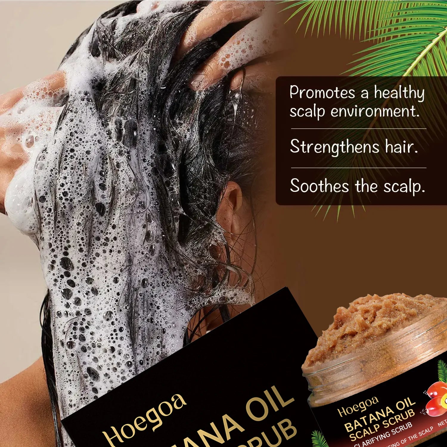 Batana Oil Scalp Scrub for Strengthening Hair Deep Cleaning Nourishing Soothing Shampoo for Sensitive Scalp Hair Care