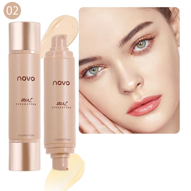 2-In-1double Liquid Foundation & Primer, Waterproof & Sweatproof, Long-Lasting Non-Transfer,Moisturizing & Isolating, Hide Pores