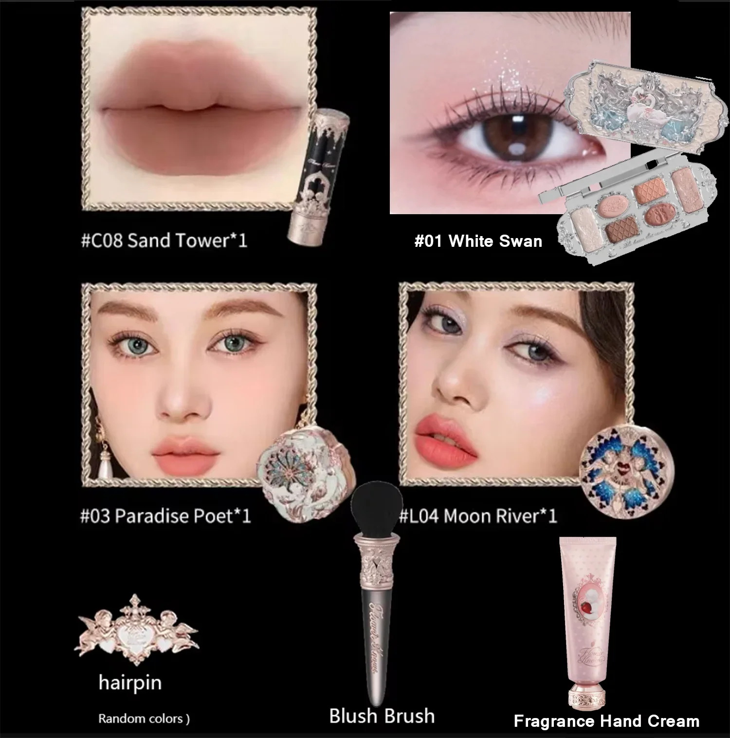 Flower Know Little Angel Collection Makeup Gift Box Eyeshadow Blush Cream Matte Lipstick Highlighter Full Kit All In One