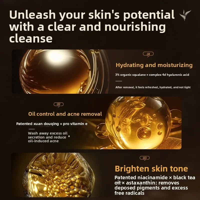 RUYI Black Tea Makeup Remover Oil Gentle Deep Clean Face lip Eyes three-in-one Beauty Make-up Cleansing Oil for women men 300ml