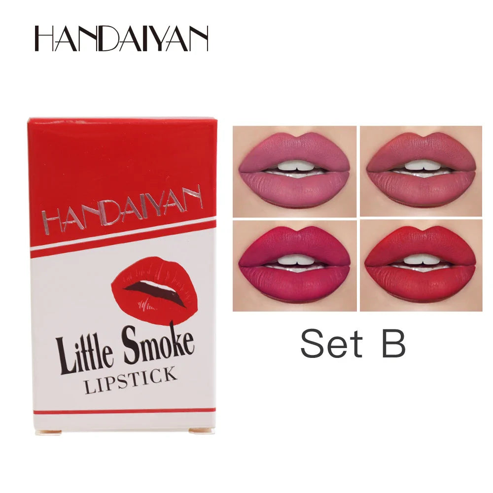 Handaiyan 4 colors Matte lipstick set velvet long-lasting non-fading women's Popular Hot Selling Makeup Lips cosmetics
