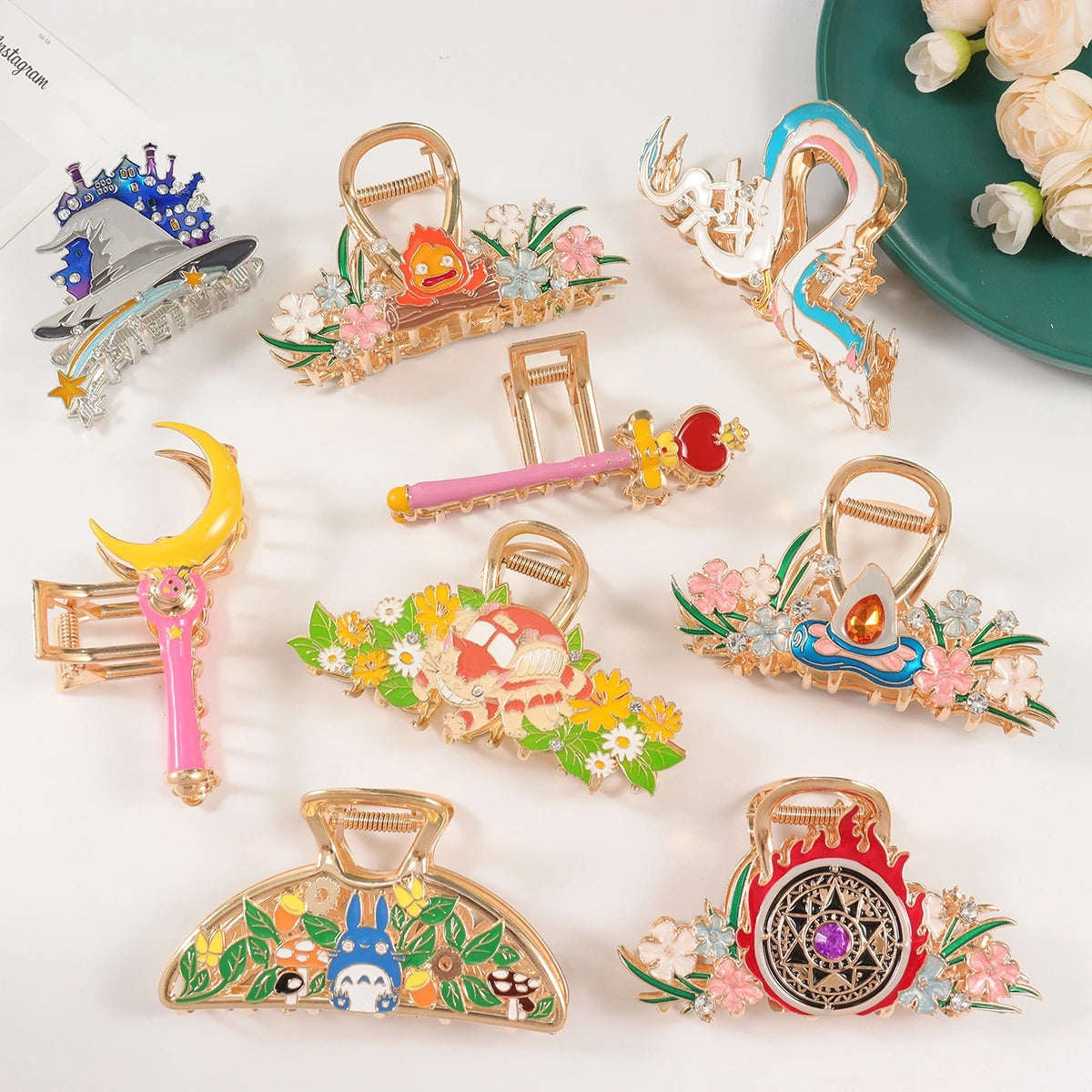 Vintage Anime Hair Claw Japanese Comic Cartoon Style Alloy Hair Clips Hair Accessories for Women Girls Unique Shark Clips