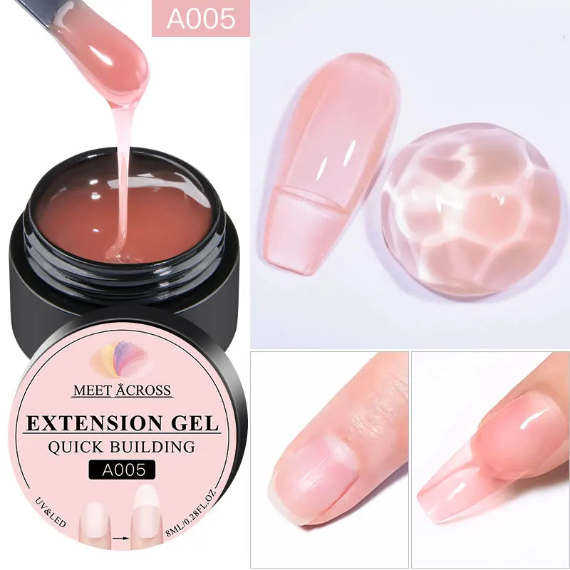 MEET ACROSS 8ML Quick Extension Nail Gel Vernis Nude Milk White Gel Nail Polish UV Semi Permanent Nails Art For Manicure Tools