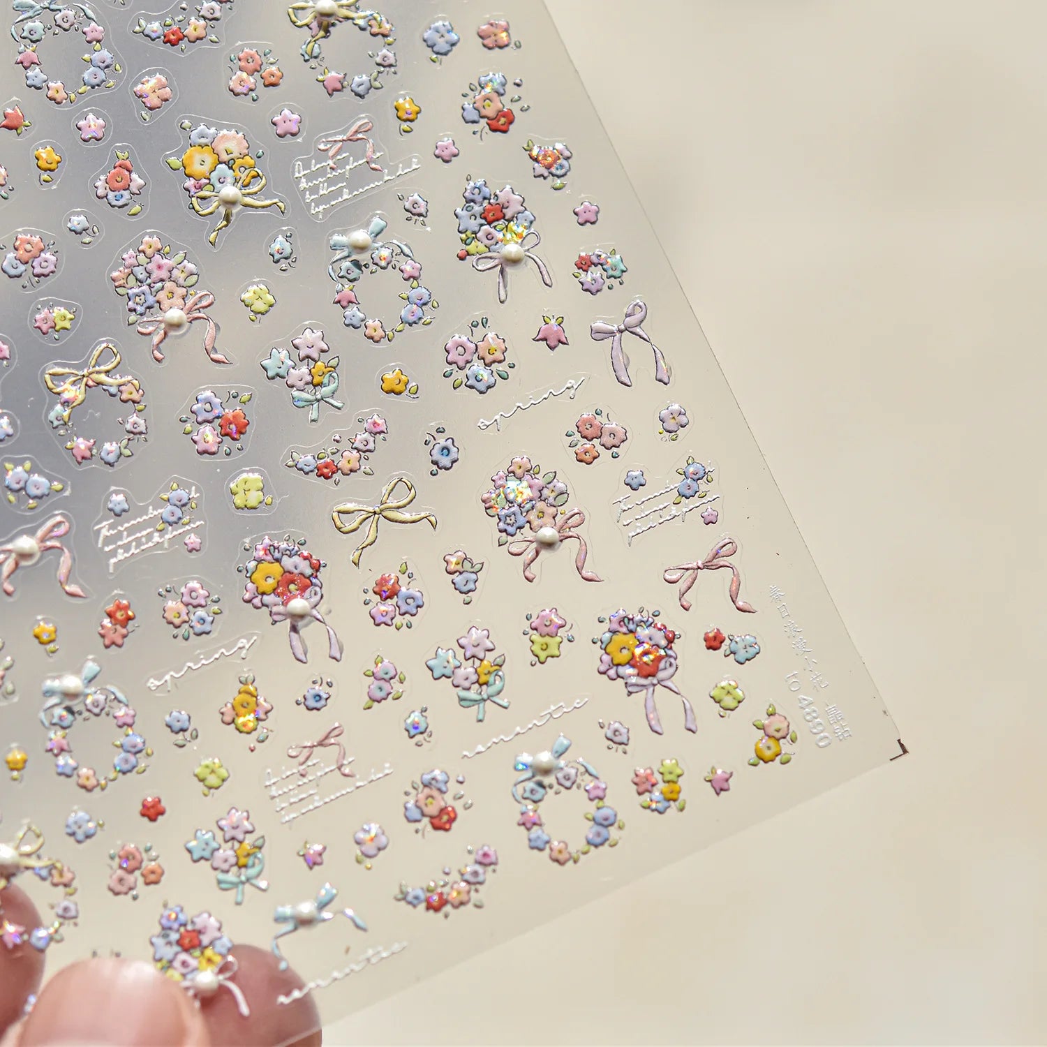 Elegant Flowers Nail Art Stickers 5D Crystal Diamond Nails Decorations Stickers Tassel White Pear Blossom DlY Autumn Nail Decals