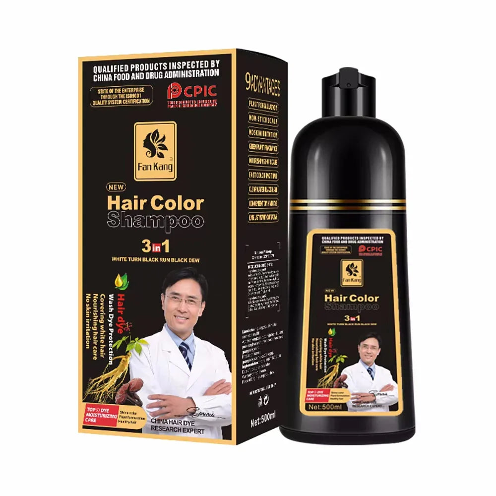 Long Lasting Hair Color Shampoo 3 in 1 Black Hair Dye Shampoo for Women&Men Natural Herbal Safety Cover White Gray Hair Cream