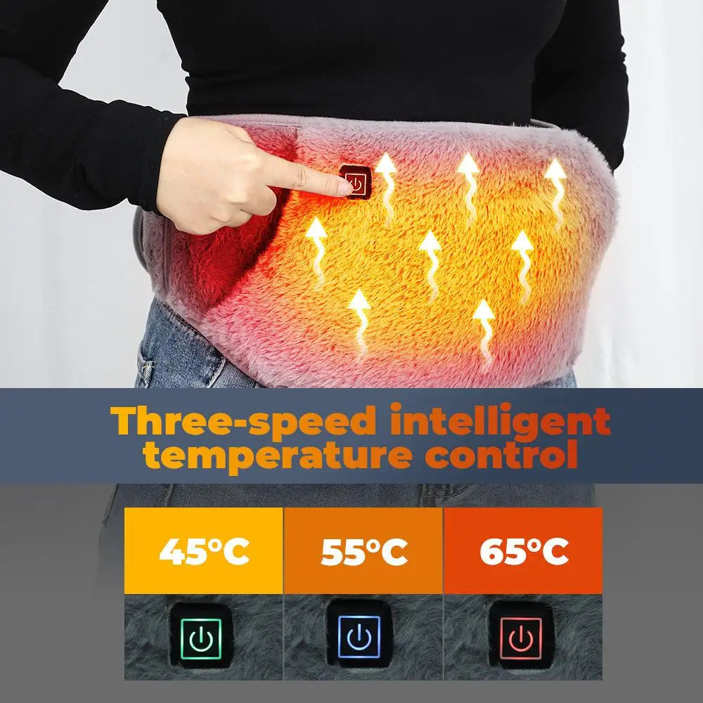 3 Levels Electric Graphene Heating Pad Rechargeable Uterine Belt Soft Crystal Velvet Hand Waist Abdominal Warmer For Period