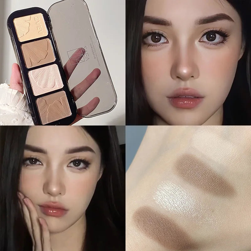 4 Color Contouring Highlighter Shading Palette Natural Nose Shadow Aegyosal Face Three-dimensional Matte Brighten Bronzer Makeup