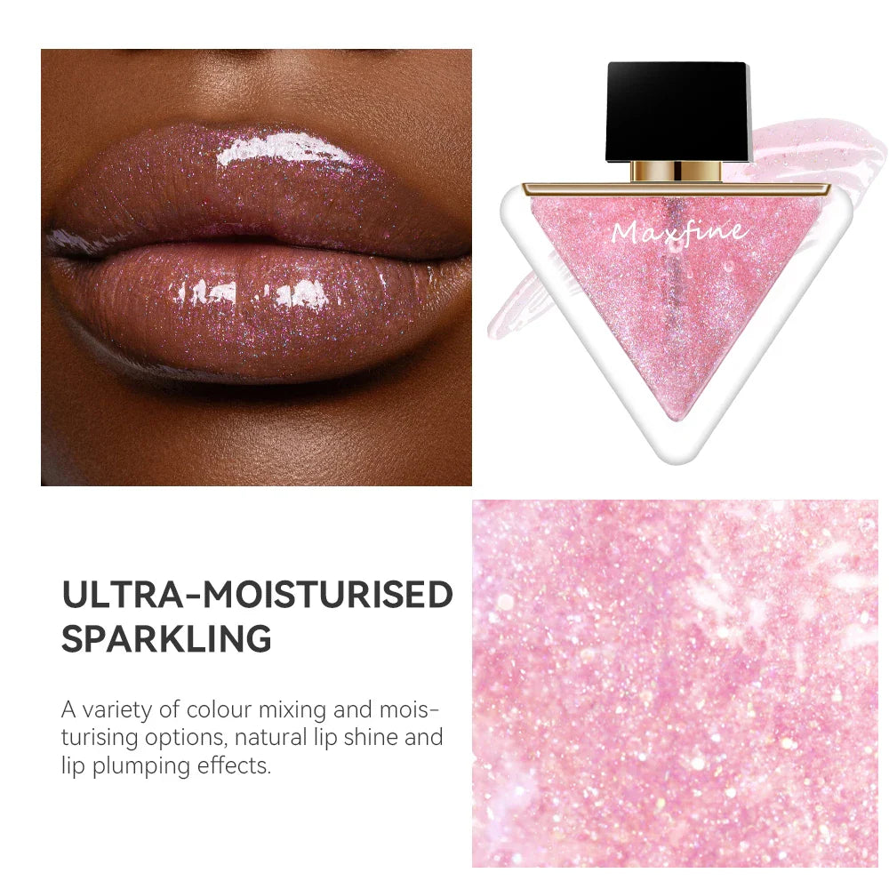 4-color moisturizing lip triangle oil, moisturizing transparent lip oil, natural lip enhancement lip gloss.