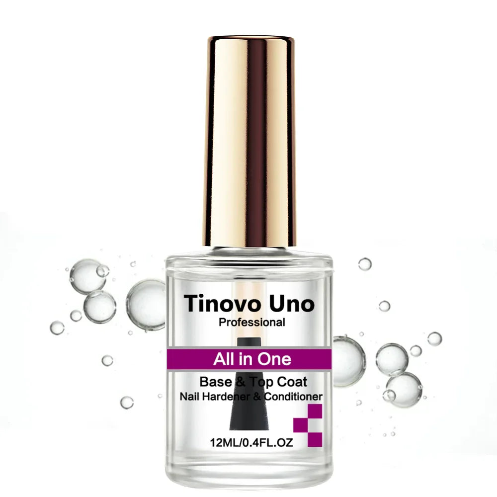 Tinovo Uno Nail Growth Pink Strengthener 3 IN 1 Normal Nail Polish Fast Dry 12ML Get Strong Repair Nail Care Hardener Manicure