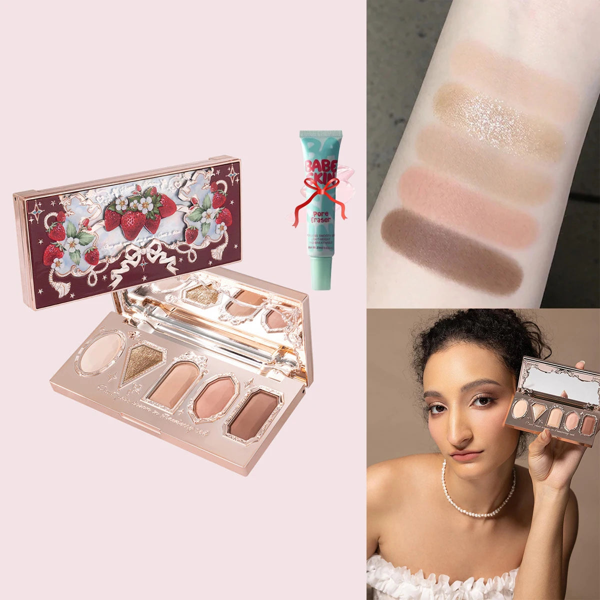 Flower Knows Chocolate Wonder-Shop 8-Color Eyeshadow Palette Matte Shimmer Waterproof Highly Pigmented Long Lasting Makeup