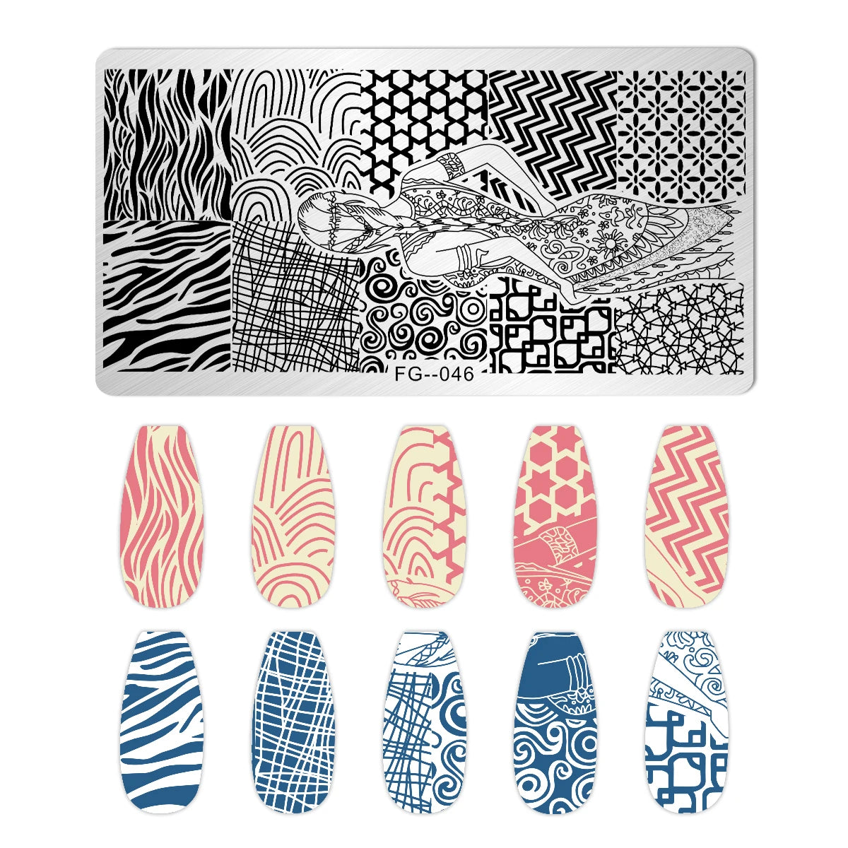 Cartoon Bear Nail Stamping Plates Fruit ice cream cake Floral Flower Leaf  Printing Stencil Nail Stamp Templates Nail Art Tools
