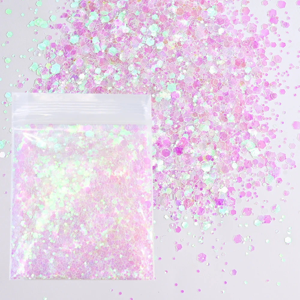 10g Pink Love Heart Nail Sequins Holographics Glitter Sequins Nail Art Decoration Mixed Size Ultrathin Flakes Manicure Sequins