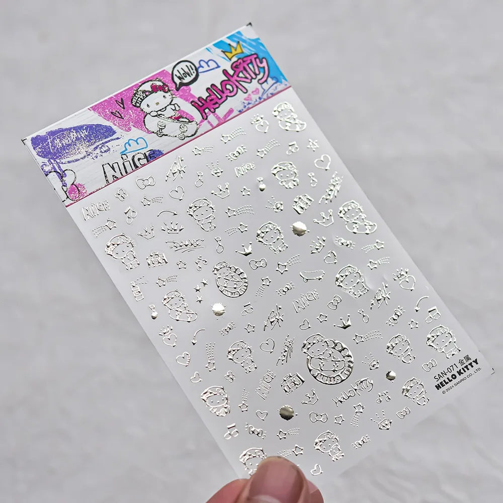 1PCS New Color Laser Hello Kitty Cartoon 5D Nail Stickers Sanrio Cinnamoroll Pochacco Nail Art Supplies DIY Nail Art Stickers
