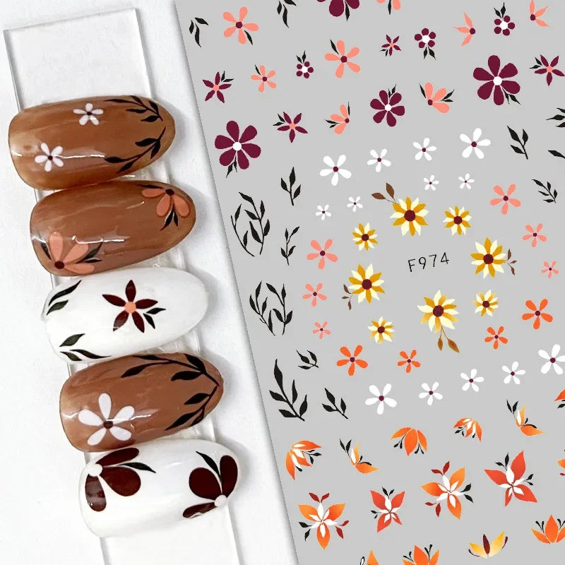 1pcs Sakura Flower 3D Nail Stickers White Cherry Blossom Nail Art Decals Spring Summer Adhesive Slider Decor Wedding Manicure