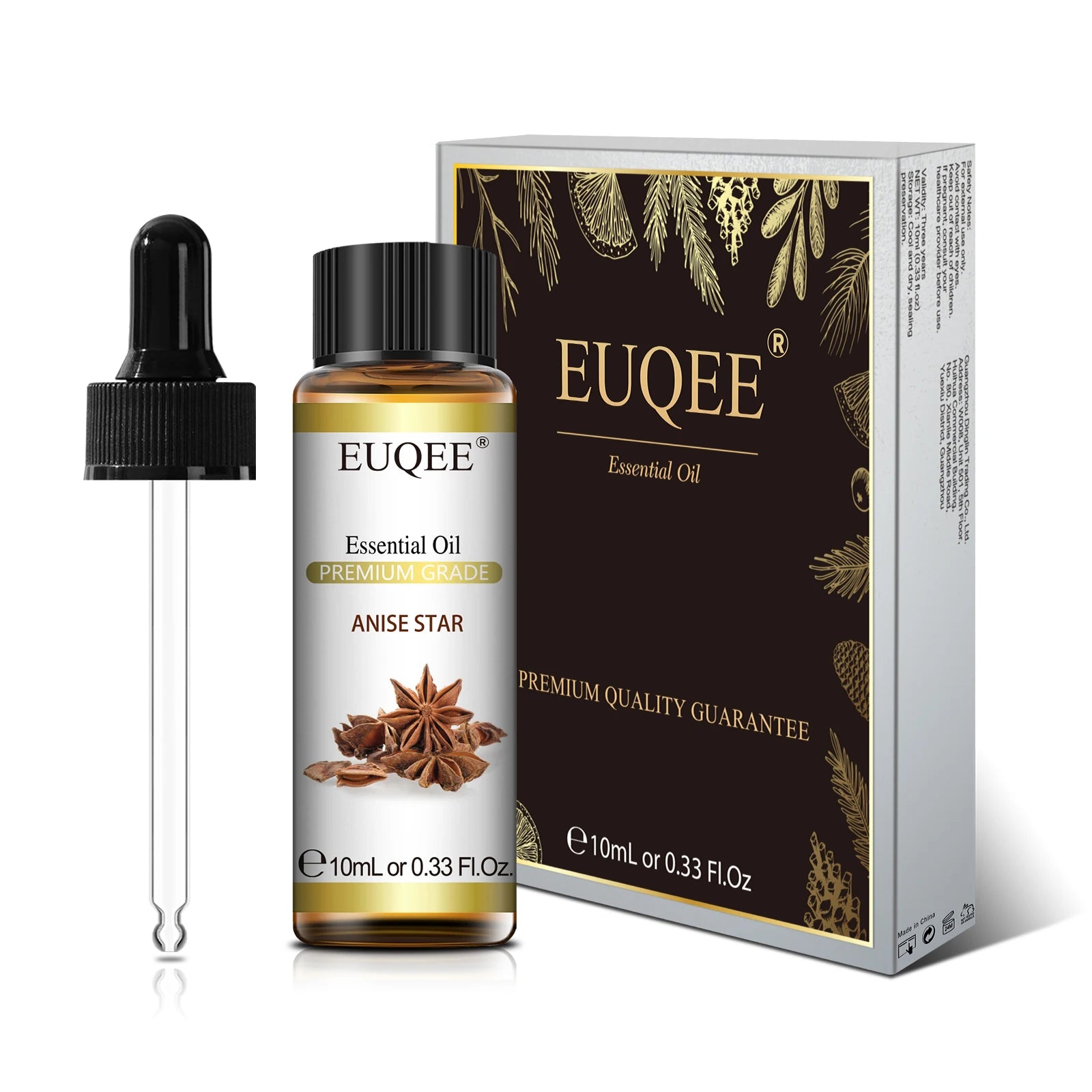 EUQEE 10ml Pure Natural Essential Oil Lavender Jasmine Eucalyptus Vanilla Sandalwood Sweet Orange Lemon Oregano Neroli Fragrance