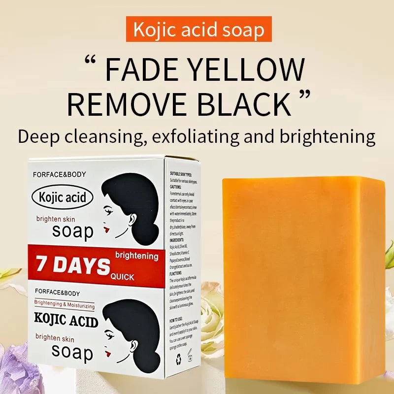 Kojic Acid Soap Whitening Soap Facial Cleansing Remove Black Face Kojic Bleaching Acid Handmad Soap with Vitamin C Deep Cleaning
