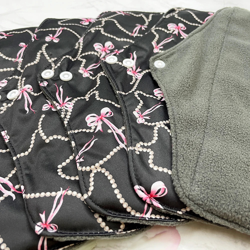 reusable sanitary pads for women daily periods, bamboo charcoal washable sanitary napkins,absorbent printed menstrual pads 5pcs