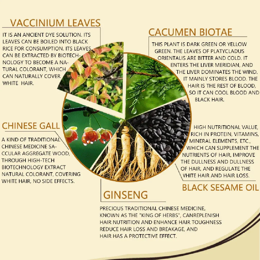 Long Lasting Hair Color Shampoo 3 in 1 Black Hair Dye Shampoo for Women&Men Natural Herbal Safety Cover White Gray Hair Cream