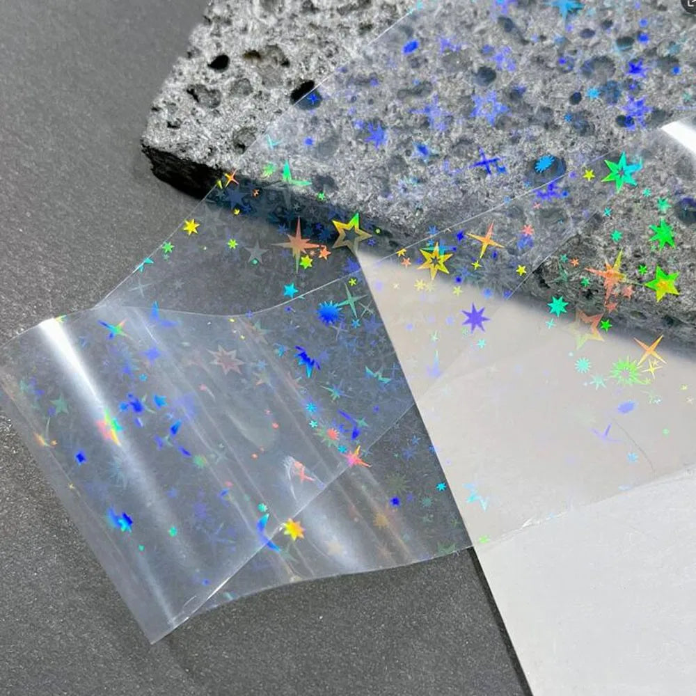 10Rolls Clear Laser Aurora Nail Foil Sticker Iridescent Holographic Glass Fragment Transfer Foil Decals 4x50cm Nails Decoration