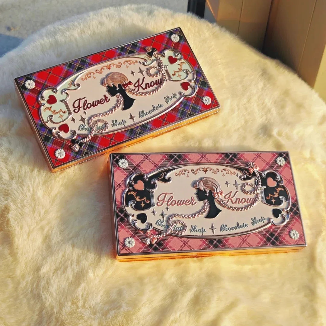 Flower Knows Chocolate Wonder-Shop 8-Color Eyeshadow Palette Matte Shimmer Waterproof Highly Pigmented Long Lasting Makeup