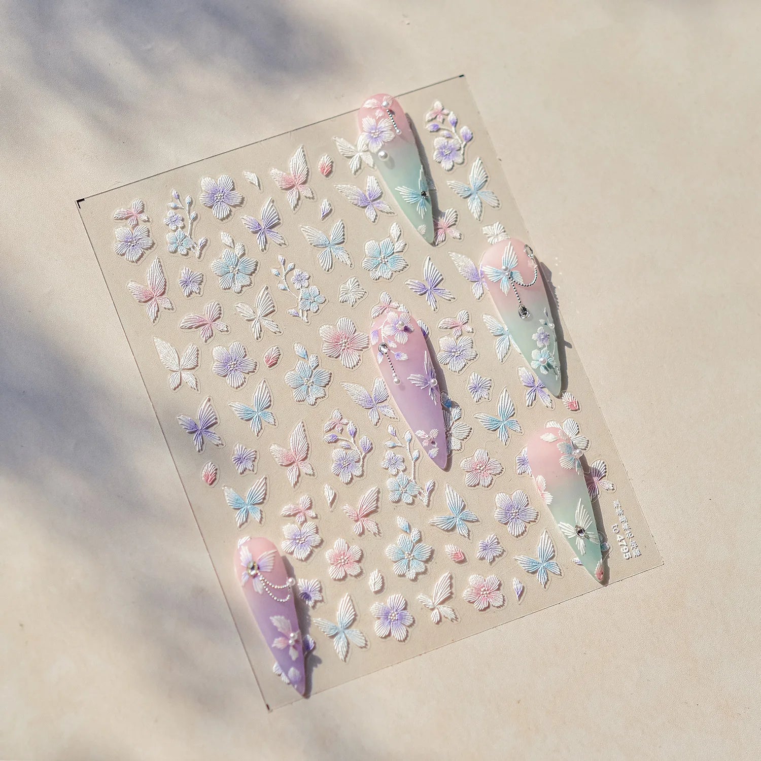 1pcs 5D Glitter Jasmine Flower Nail Stickers Kawaii Embossed Flower Self-Adhesive Nail Art Decorations Decal Manicure Tools DIY