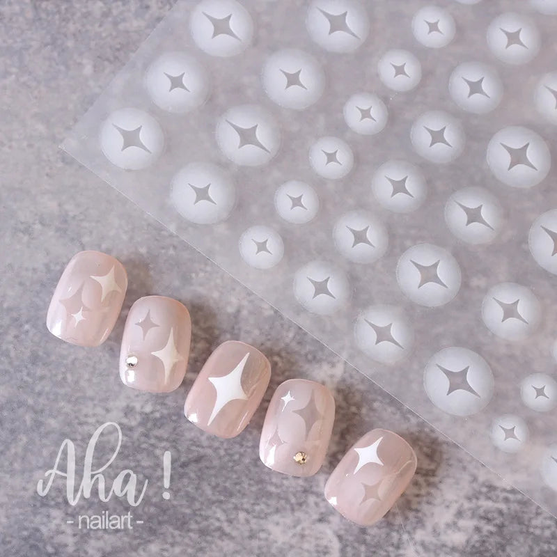 1Pcs Star/Moon/Cross Nail Art Stickers Gold/Silver Holographic Star Nail Decals Self-Adhesive 3D Manicure Decor