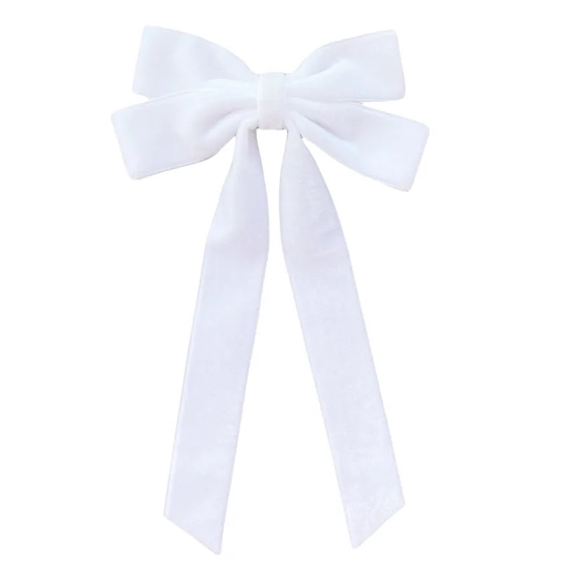 2025 Korea Elegant Long Ribbon Velvet Bow Hairpins Women Girls Hair Clips Pin Barrettes Accessories Hairclip Headdress Headwear