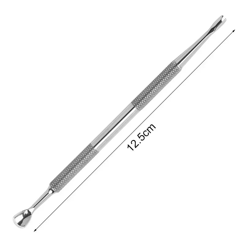 1Pcs Double-end Cuticle Pusher Stainless Steel Angled Hoof Bevel Nail Art Pusher Manicure Sticks Cuticle Remove Tool Nails Care