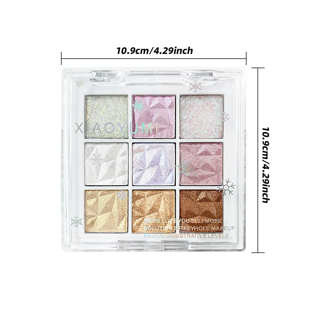 Christmas Snowflake 9-Color Eyeshadow Palette, Matte Shimmer Glitter, Waterproof Long-Lasting, Safe, Unisex, Holiday Makeup