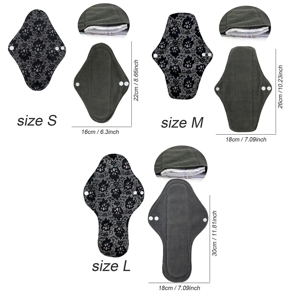 Eco-Friendly Reusable Sanitary Pads Set - Durable Leak-Proof Washable mama cloth Pads for Active Women Workout & Travel