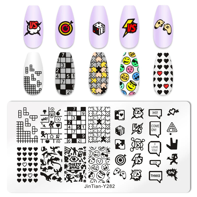 Valentine's Day Nail Stamping Plates Rose Flower Love Theme Nail Art Plate Stainless Steel Halloween Nail Design Stencil Tools