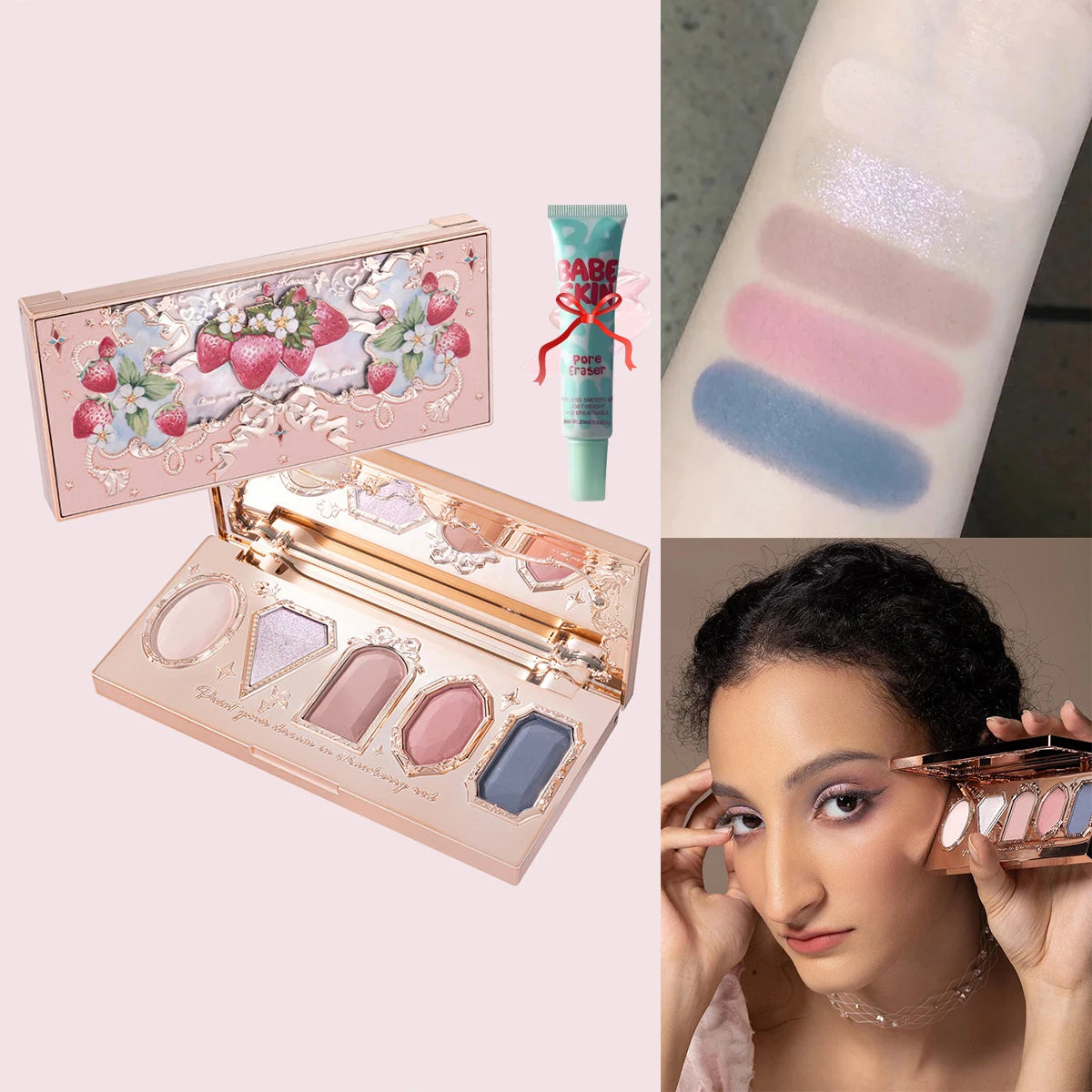 Flower Knows Chocolate Wonder-Shop 8-Color Eyeshadow Palette Matte Shimmer Waterproof Highly Pigmented Long Lasting Makeup