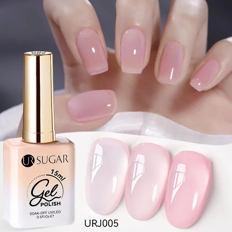 UR SUGAR 15ml Jelly Nude Gel Nail Polish Light Pink Translucent Color Soak Off UV LED Gel Varnish Nail Art DIY Fashion Manicure